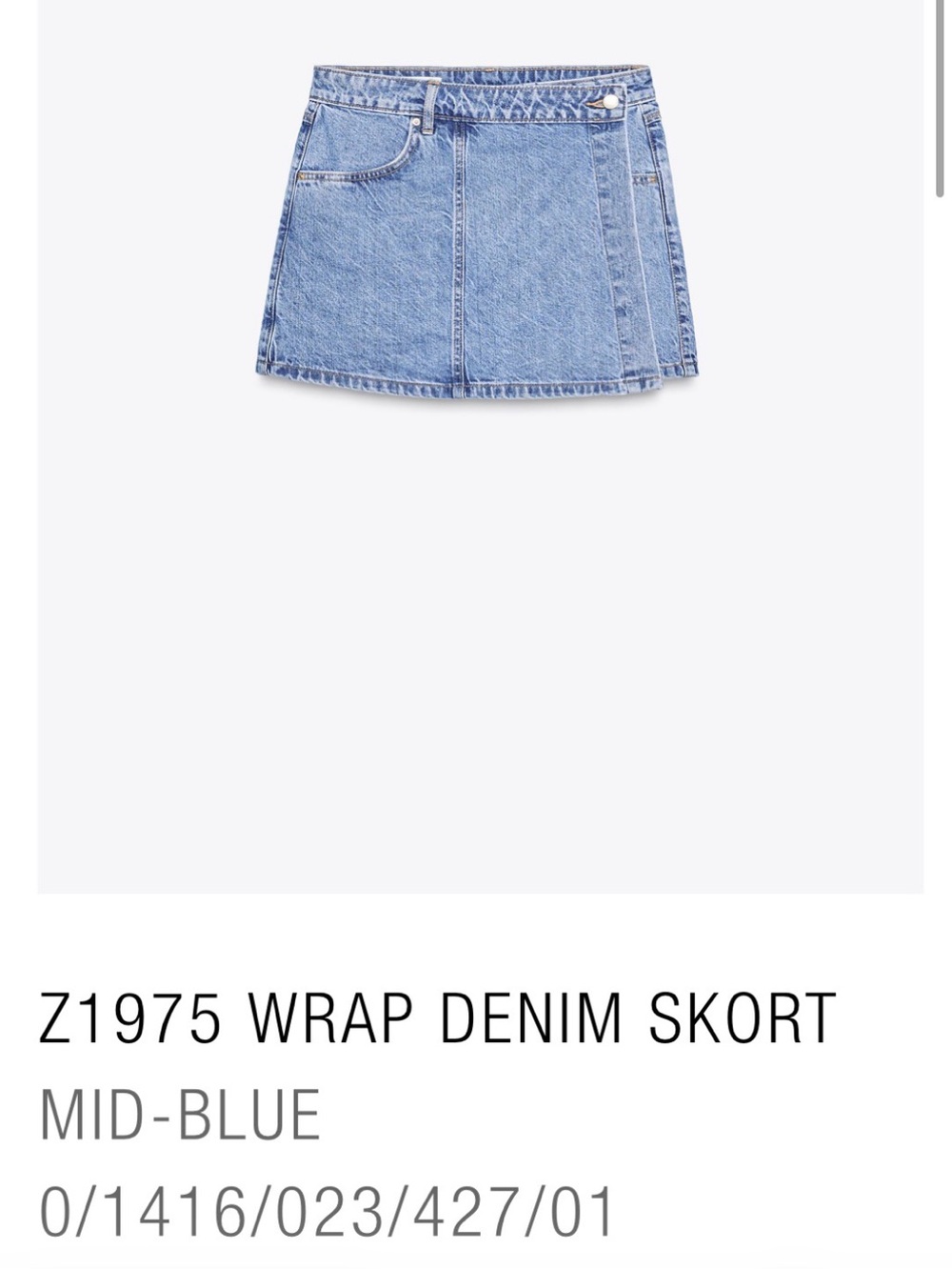 Zara Jean Denim Skort with Wrap medium Blue XS